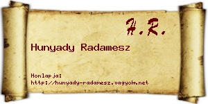 Hunyady Radamesz névjegykártya